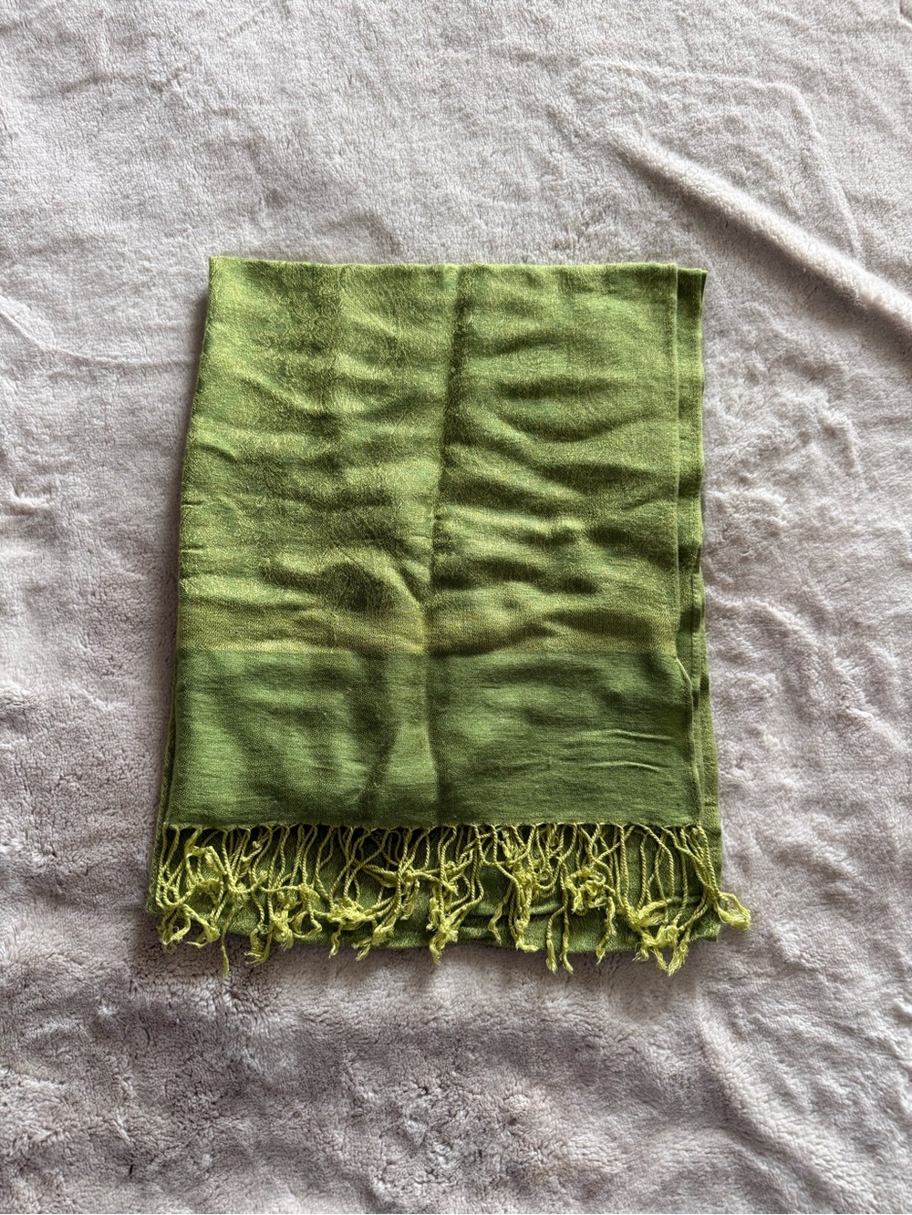 Green pashmina Fringe Scarf Wrap